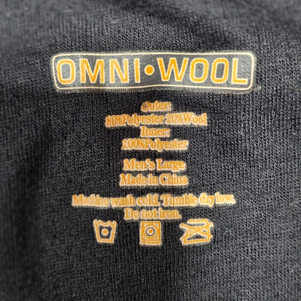 Omni‎ Wool Mens L Black Thermal Long Underwear Bottoms Base Layer Pants